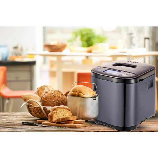 Kitchen in the box Bread Maker Machine with Gluten-Free Setting, 2LB 1.5LB  1LB Automatic Breadmaker with Homemade Cycle, 15-in-1 Stainless Steel Bread