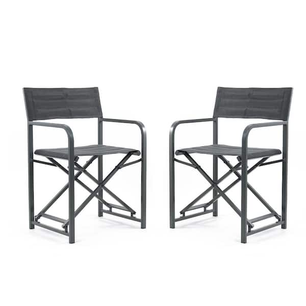 Aoodor 34 in. Outdoor Director's Chair, Folding Aluminum Frame 246 lbs.  Capacity for Camping, Fishing and Picnic (2-Pack) 800-172-BK - The Home  Depot