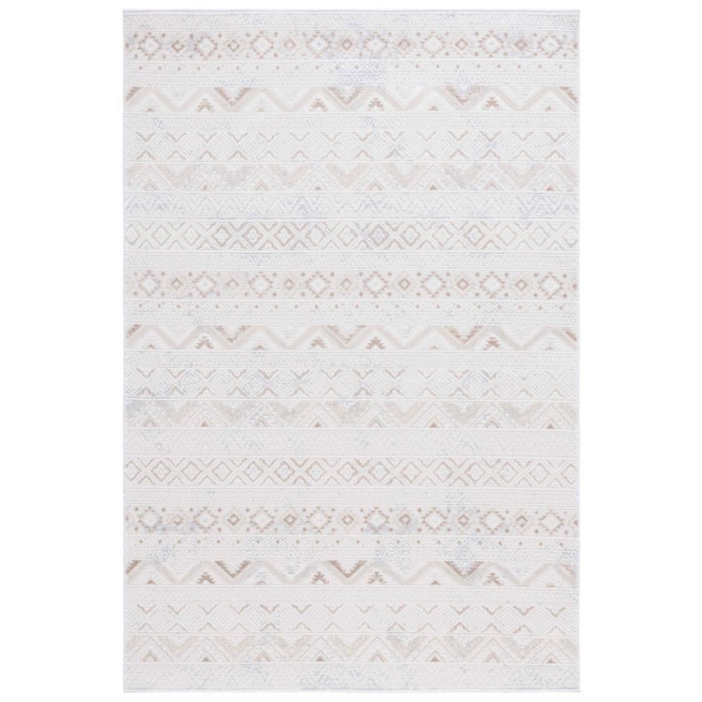 SAFAVIEH Hanna 4 ft. x 6 ft. Ivory/Beige Striped Aztec Area Rug HAN100B ...