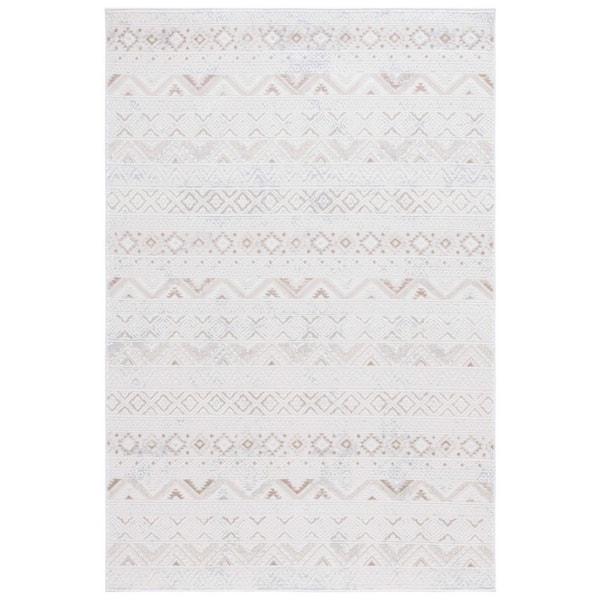 Aztek Area Rugs SAFAVIEH Hanna 9 ft. x 12 ft. Ivory/Beige Striped Aztec Area Rug ...