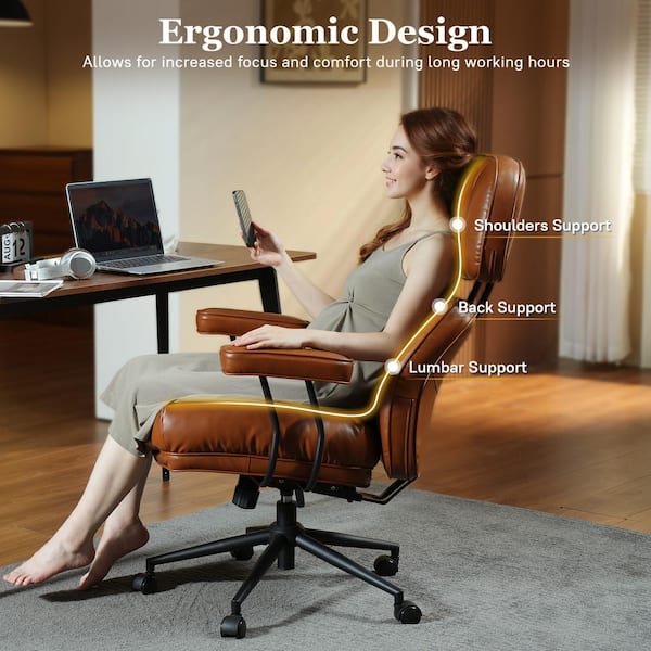 Allwex Kro PU Fabric Swivel Ergonomic Office Task Chair in Light