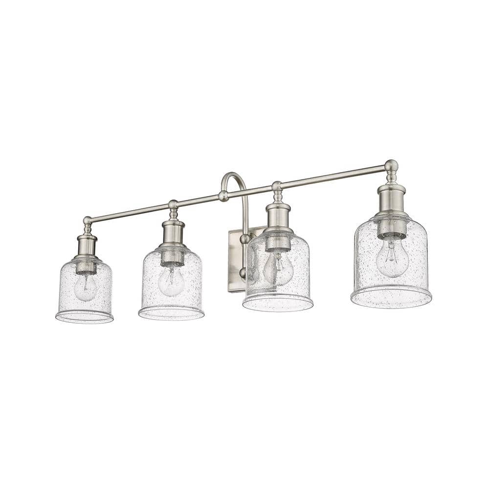 Bryant Brushed Nickel 4-Light Vanity with Seedy Glass Shades
