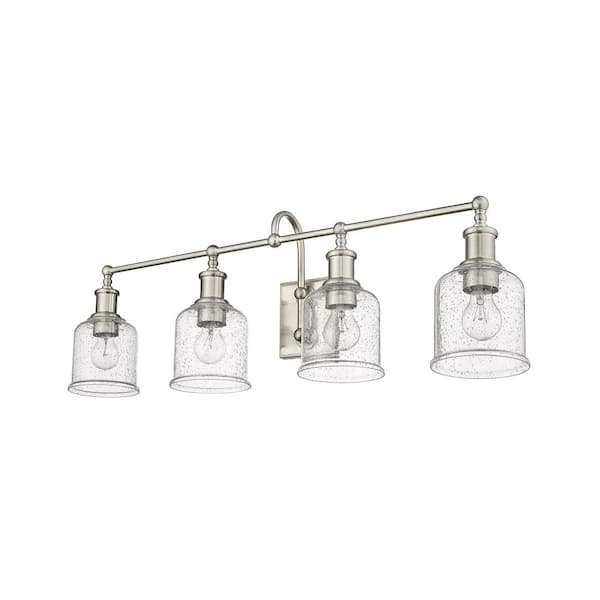 Unbranded - Bryant 32 in. 4-Light Brushed Nickel Vanity Light with Glass Shade