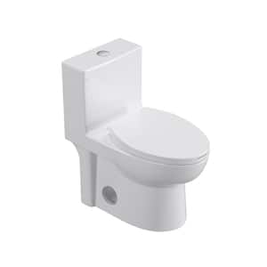 1-piece 1.27 GPF Dual Flush Elongated Toilet in White Seat Included