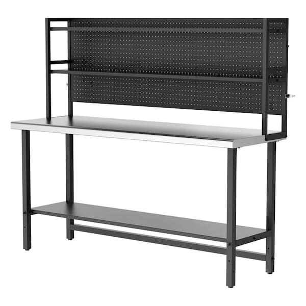 Karl home 70 x 24 in. Stainless Steel Kitchen Prep Table Kitchen Utility Table with Shelves