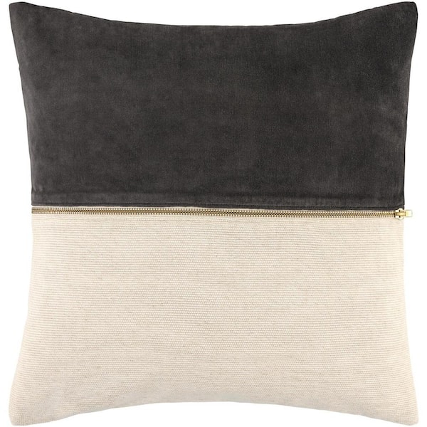 Galey Alix San Marco Modern Accent Pillow, 18 in. L x 18 in. W, Black/Beige