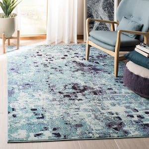 Madison Turquoise/Navy 4 ft. x 6 ft. Abstract Distressed Area Rug