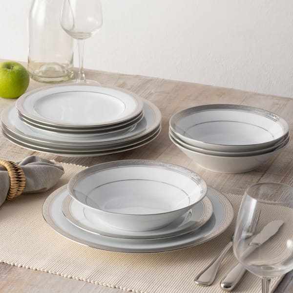 Noritake Crestwood Platinum 12-Piece (Platinum) Porcelain