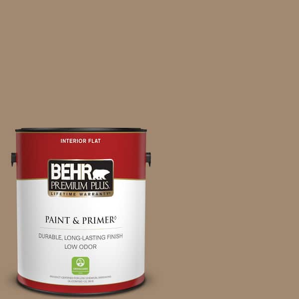 BEHR PREMIUM PLUS 1 gal. #700D-5 Toffee Crunch Flat Low Odor Interior Paint & Primer