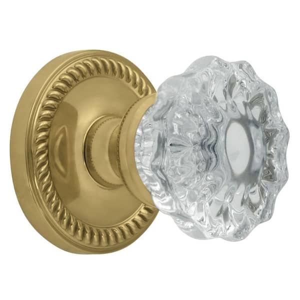 Grandeur Newport Rosette Polished Brass with Dummy Fontainebleau Crystal Knob
