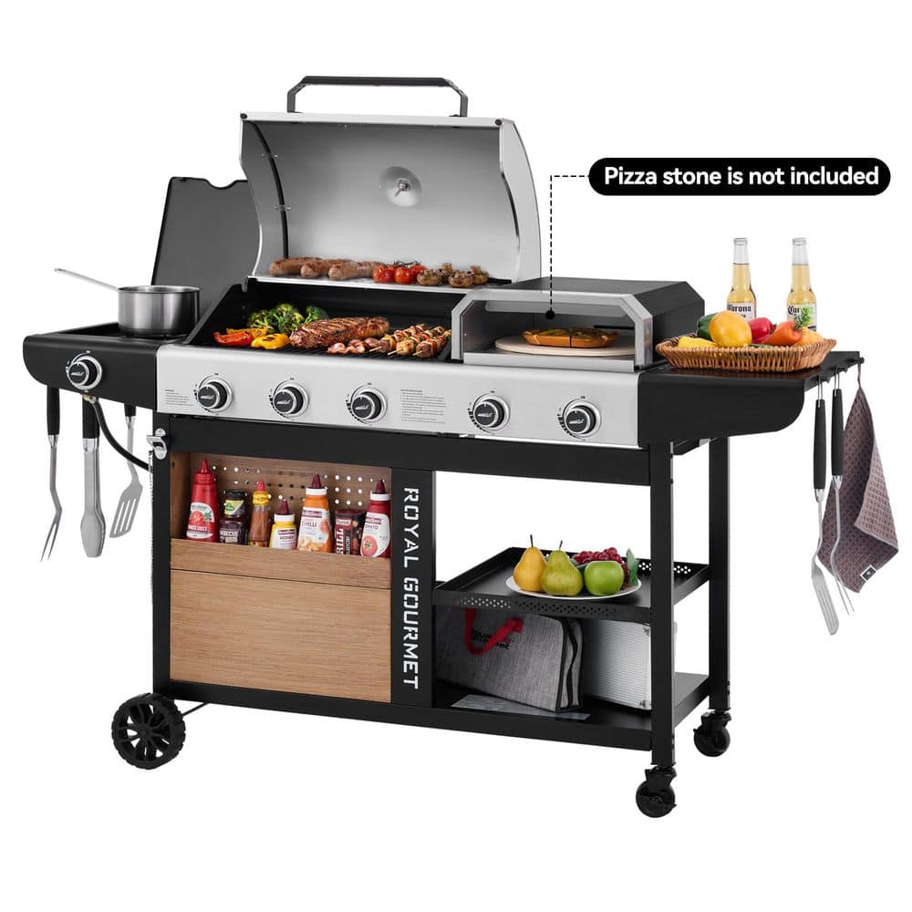 Royal Gourmet Premium Propane Gas Grill and Pizza Oven Combo with