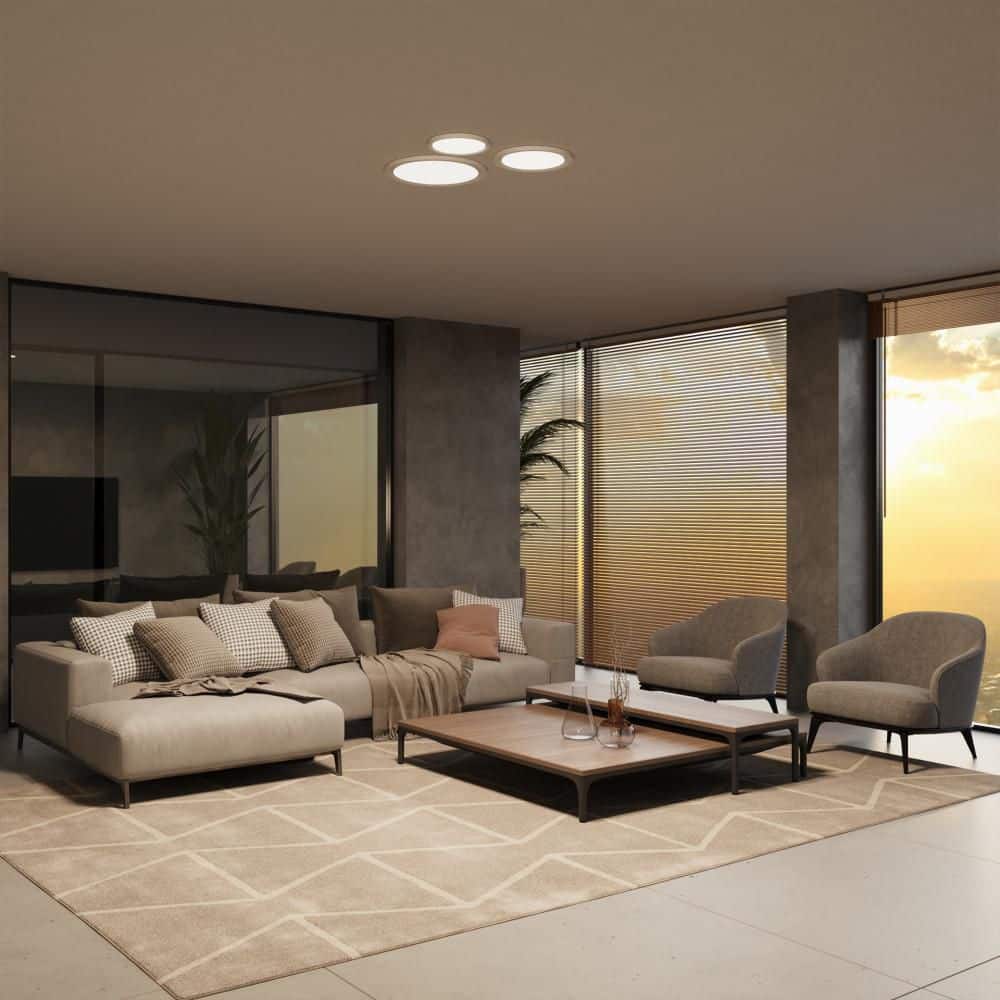 White 9in Round Integrated LED Surface Light, Slim Flush Mount Ceiling Light, Low Glare, Edge-Lit Tech, 3000K 1200 Lumen price history on PriceWatchPro