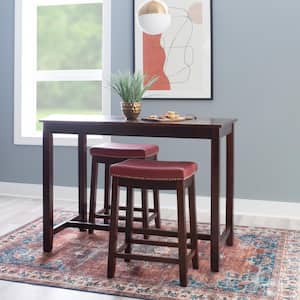 Cecyl Brown and Red 3-piece Counter Dining set