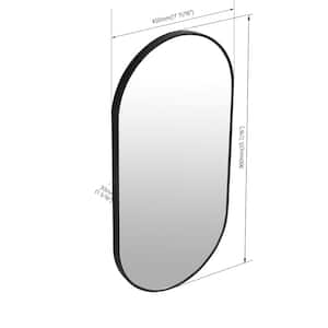 18 in. W x 35 in. H Oval Aluminum Alloy Framed Wall Mounted Bathroom Vanity Mirror in Black