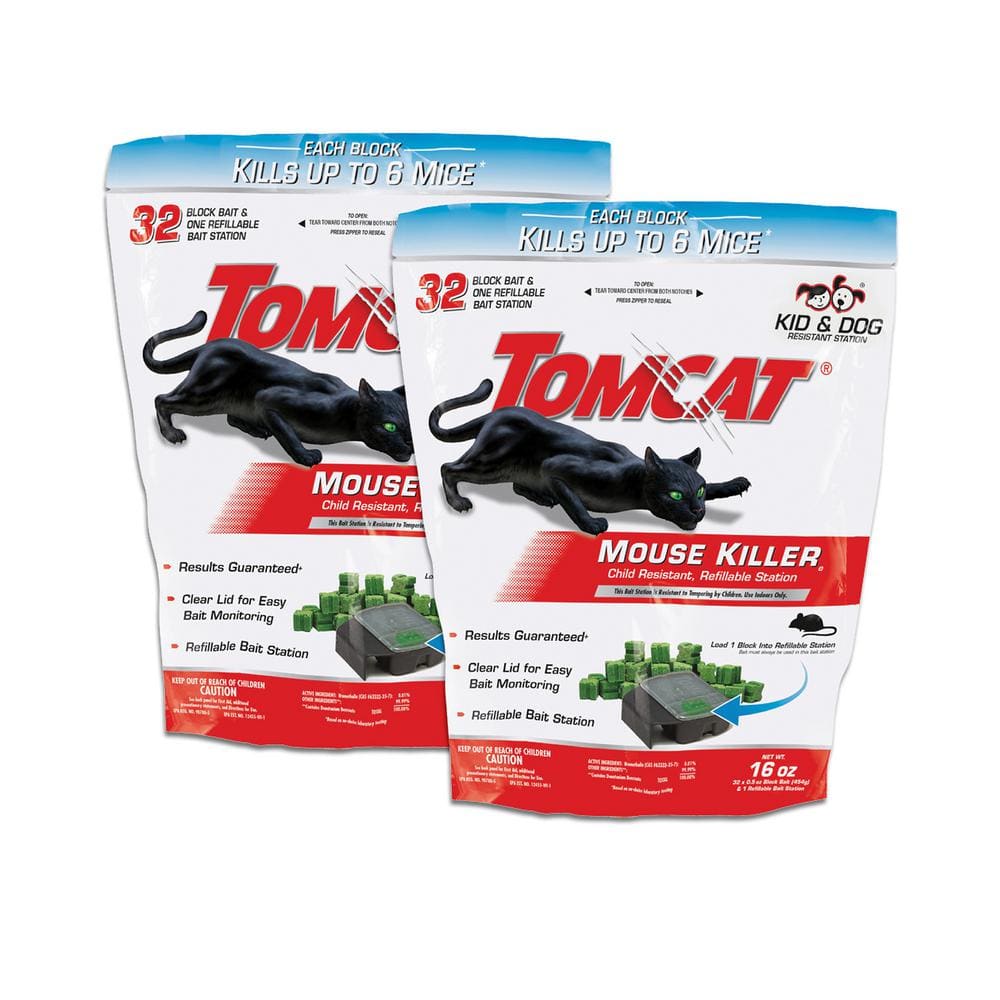 Tomcat Mouse Killer Child and Dog Resistant, Refillable Station 2-Pack