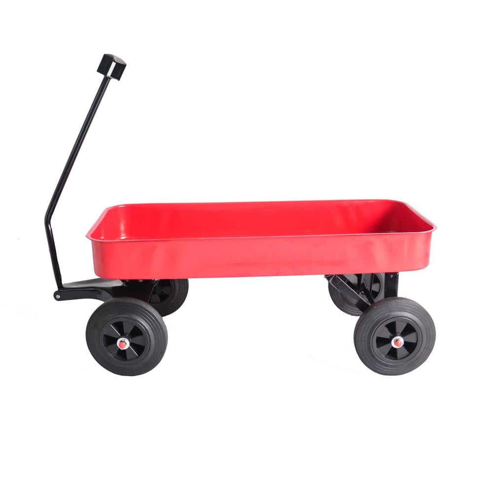 Tidoin 1 cu. ft. Red Steel Garden Cart DQ-YDW2-3518 - The Home Depot