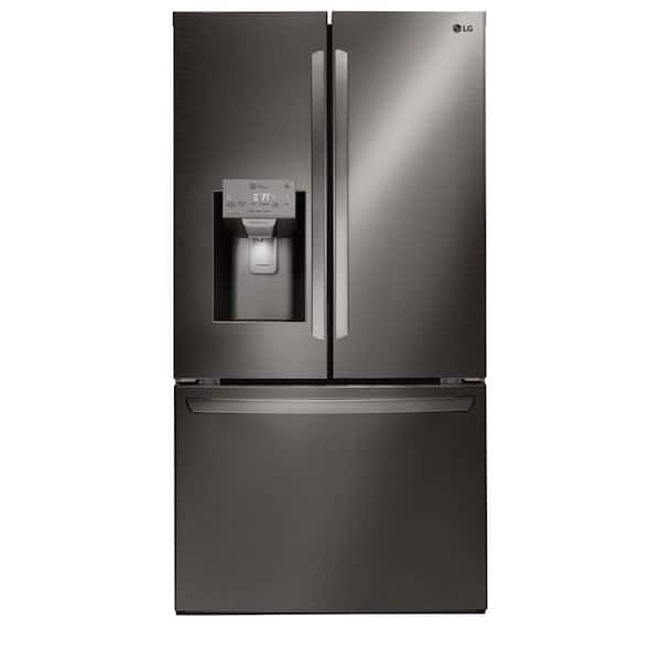 LG Electronics 22 cu. ft. French Door Smart Refrigerator with Glide N' Serve in PrintProof Black Stainless Steel, Counter Depth
