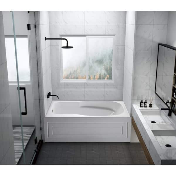 Oriel 60 in. Acrylic Left Drain Rectangular Alcove Bathtub in White