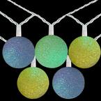7.5 ft. 10-Light Green Yellow and Blue Color Changing Sparkle Globe Patio LED Lights with White Wire