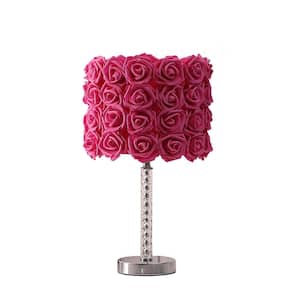 18.25 in. Red Roses in Bloom Acrylic/Metal Table Lamp