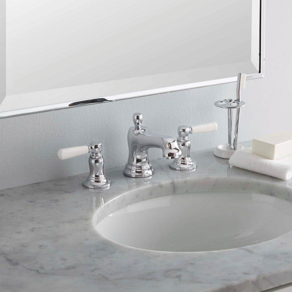 Bancroft Polished Chrome Widespread Bathroom Faucet with Drain