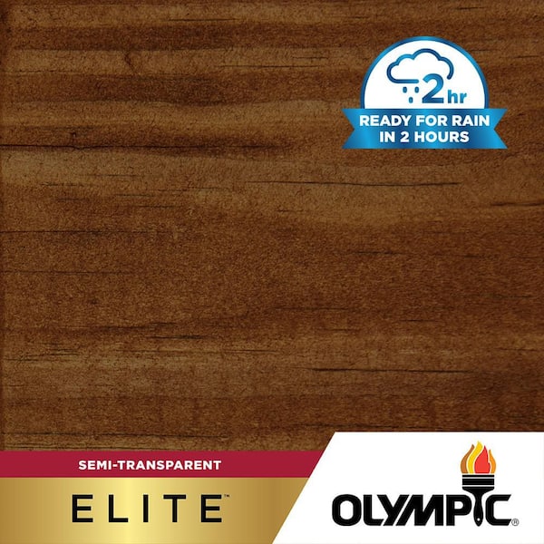 Olympic Elite 8 oz. ST-2006 Chestnut Brown Semi-Transparent Exterior Wood Stain and Sealer in One Low VOC