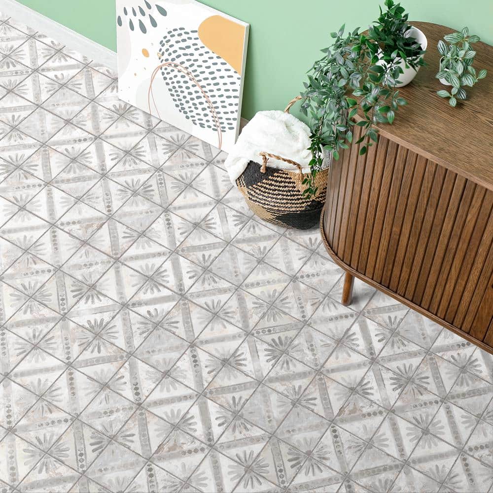 Harmonia 13" x 13" Gray Ceramic Patterned Wall & Floor Tile