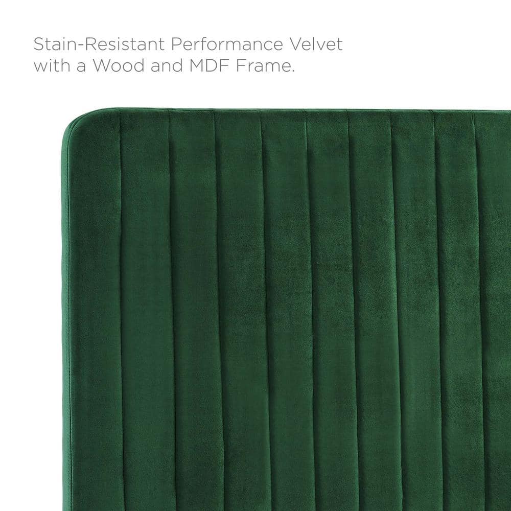 Emerald Velvet Twin Channel Tufted Upholstered Headboard