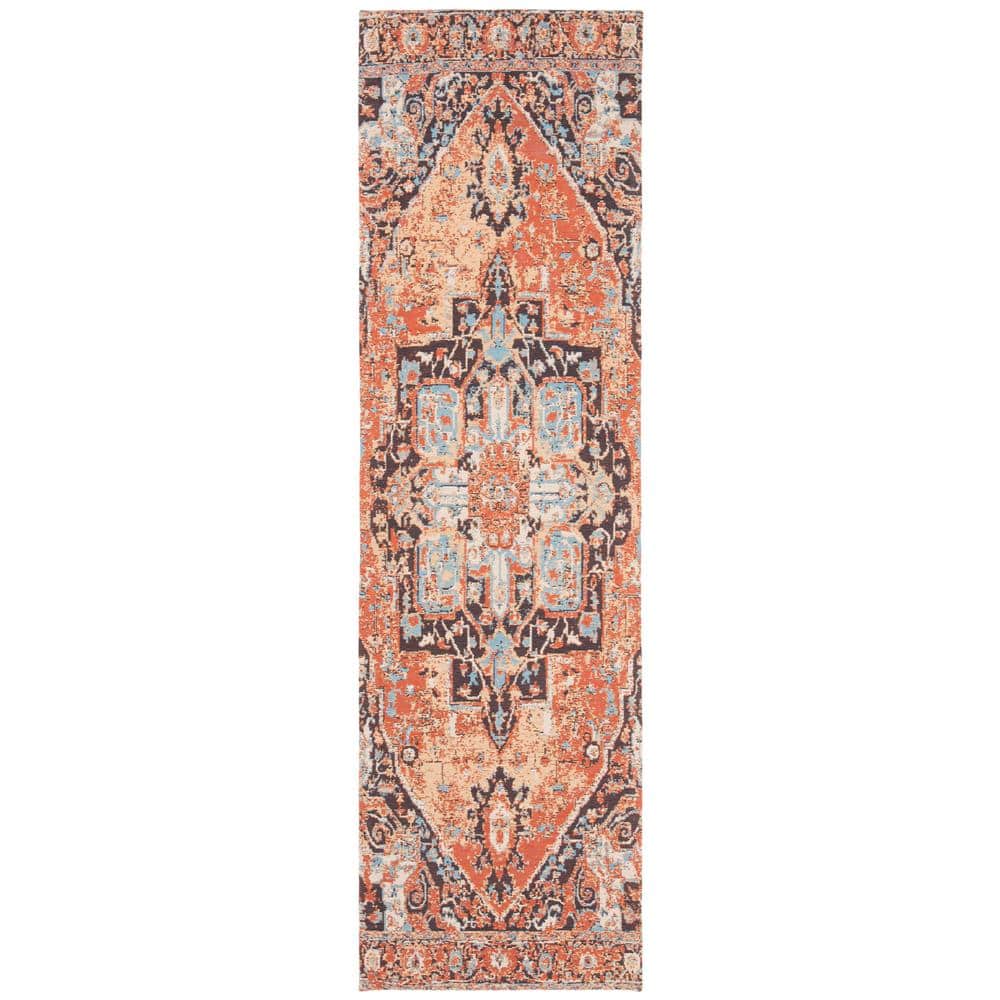 SAFAVIEH Classic Vintage Orange/Navy 2 ft. x 6 ft. Global Runner Rug ...