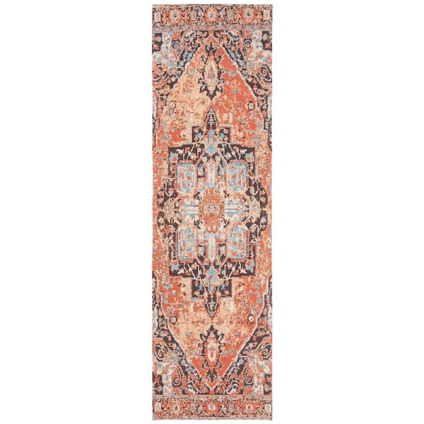 SAFAVIEH Classic Vintage Orange/Navy 2 ft. x 6 ft. Global Runner Rug