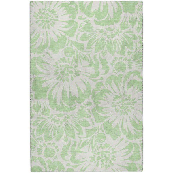 Dream Shag Premium Machine Washable Abstract ADS551 Mint 9 ft. x 12 ft. Area Rug