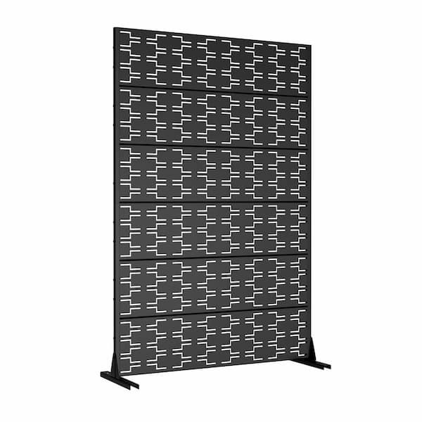 cadeninc 3.92 ft x 6 ft Metal Freestanding Privacy Screen Fence Panels - Brick-Shaped Black
