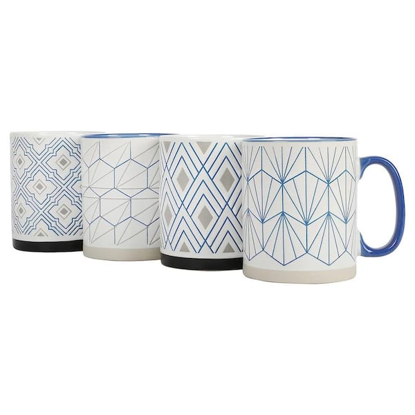 Mr. Coffee Cafe Celestial 4 Piece 14.8 oz. Stoneware Pearlized Beverage Mug Set in Assorted Colors