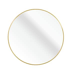 Anky 42 in. W x 42 in. H Round Large Aluminium Alloy Metal Framed Gold Wall Mirror, Bathroom Vanity Makeup Mirror