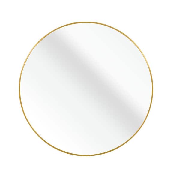 Miscool Anky 42 in. W x 42 in. H Round Large Aluminium Alloy Metal Framed Gold Wall Mirror, Bathroom Vanity Makeup Mirror
