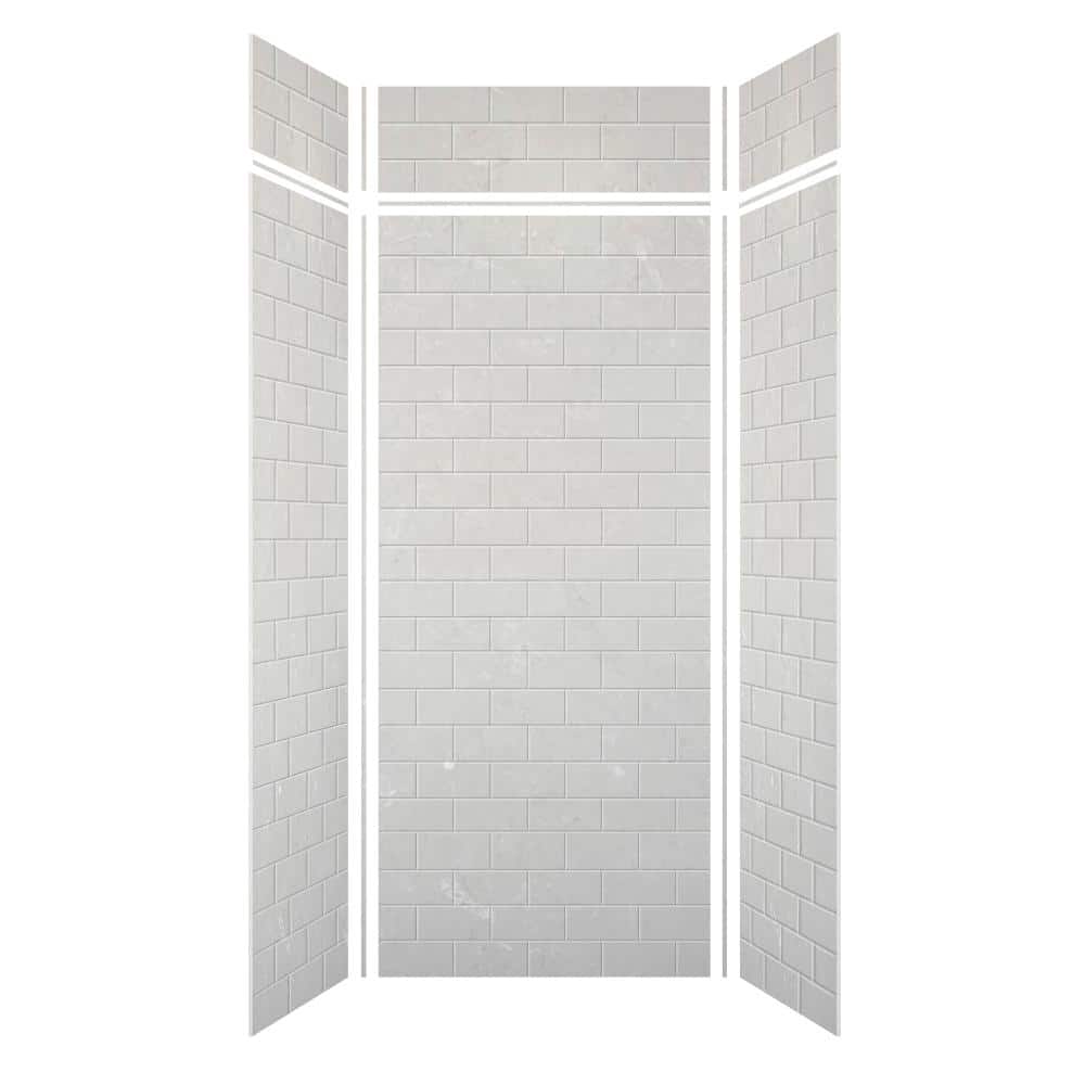 Saramar 36 in. W x 96 in. H x 36 in. D 6-Piece Glue to Wall Alcove Shower Wall Kit with Extension in Lunar price history on PriceWatchPro