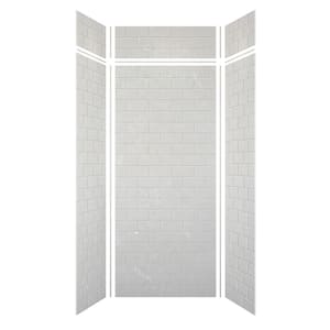 Saramar 36 in. W x 96 in. H x 36 in. D 6-Piece Glue to Wall Alcove Shower Wall Kit with Extension in Lunar
