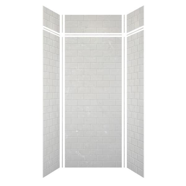 Transolid Saramar 36 in. W x 96 in. H x 36 in. D 6-Piece Glue to Wall Alcove Shower Wall Kit with Extension in Lunar