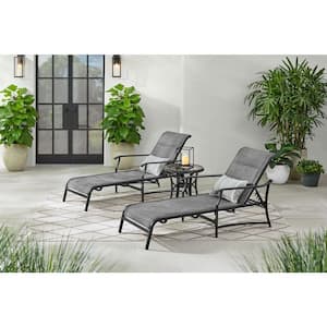 Wyndover Black Aluminum Padded Sling Outdoor Chaise Lounge