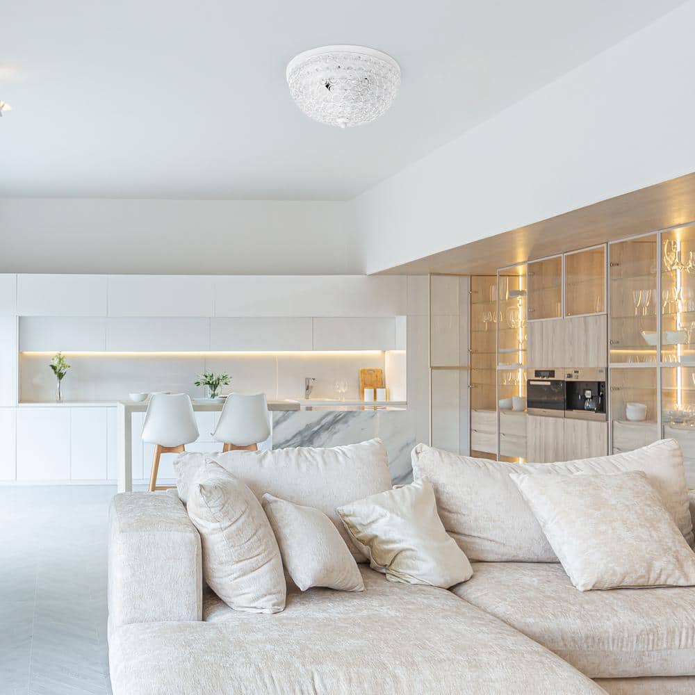 Elegant Crystal Harmony 4-Light White Flush Mount Ceiling Fixture