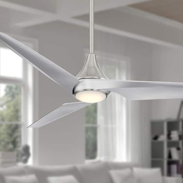 Switch-3 60 in. Smart Indoor Brushed Nickel Dual Mount Ceiling Fan with Integrated LED, Remote Control Included