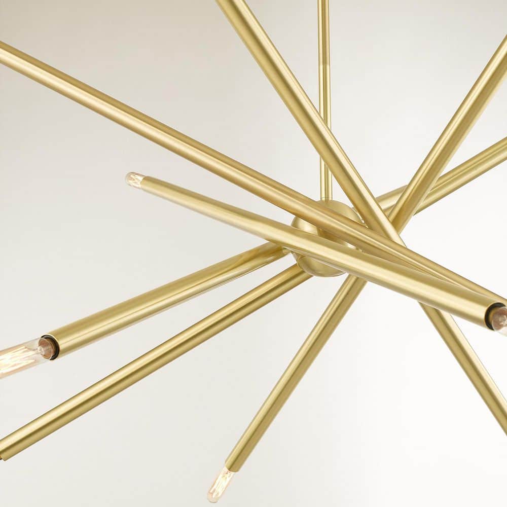 Satin Brass Sputnik 12-Light Chandelier with Adjustable Stems
