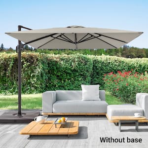 Gray Premium 10x10FT Cantilever Patio Umbrella - Outdoor Comfort with 360° Rotation and Infinite Canopy Angle Adjustment