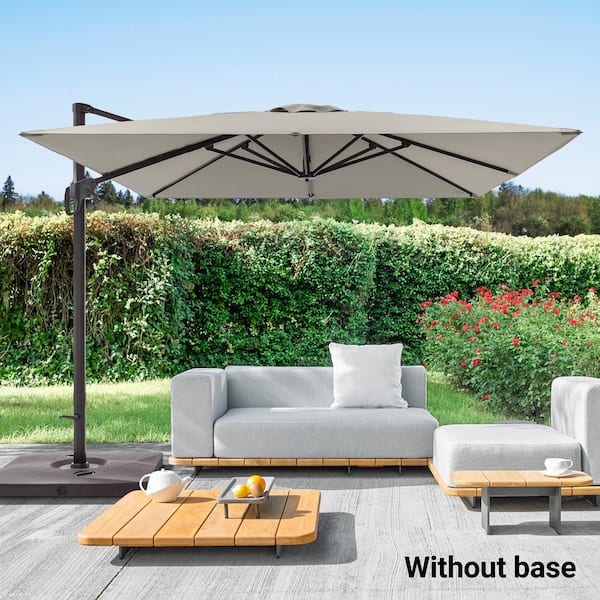 Sonkuki Gray Premium 10x10FT Cantilever Patio Umbrella - Outdoor Comfort with 360° Rotation and Infinite Canopy Angle Adjustment