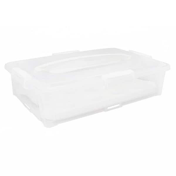 1 Pack White Plastic Cupcake Carrier with Handle, Large Cake Holder with Lid for Storing 12 Cupcakes or 1 Cake
