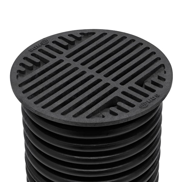 NDS 8 Black Round Drainage Grate for Pipes, Garden, Yard, Drain