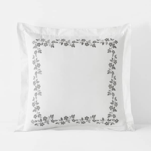 The Company Store Legends Hotel Brighton Embroidered Egyptian Sage Cotton Percale Euro Sham