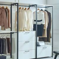 Klair Living Fiona 96 in. W White Freestanding Walk in Wood Closet System with Metal Frame Fiona-ACF