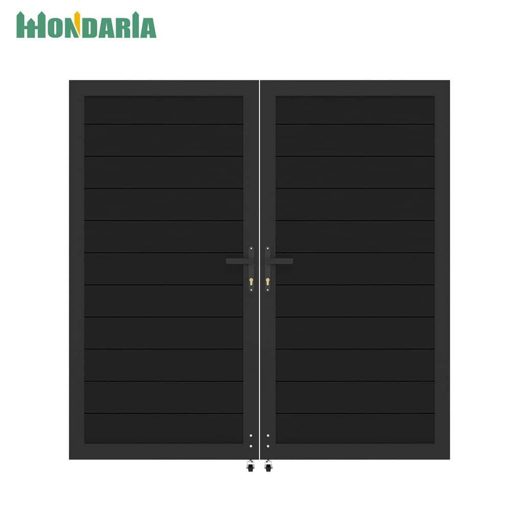Modern Rust-Proof 5.9 ft. W x 5.9 ft. H Black Aluminum Full Privacy Double Swing Gate with Wheel price history on PriceWatchPro