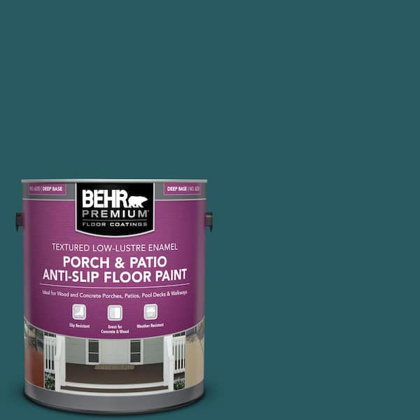 BEHR PREMIUM 1 gal. #PPF-56 Terrace Teal Textured Low-Lustre Enamel Interior/Exterior Porch and Patio Anti-Slip Floor Paint